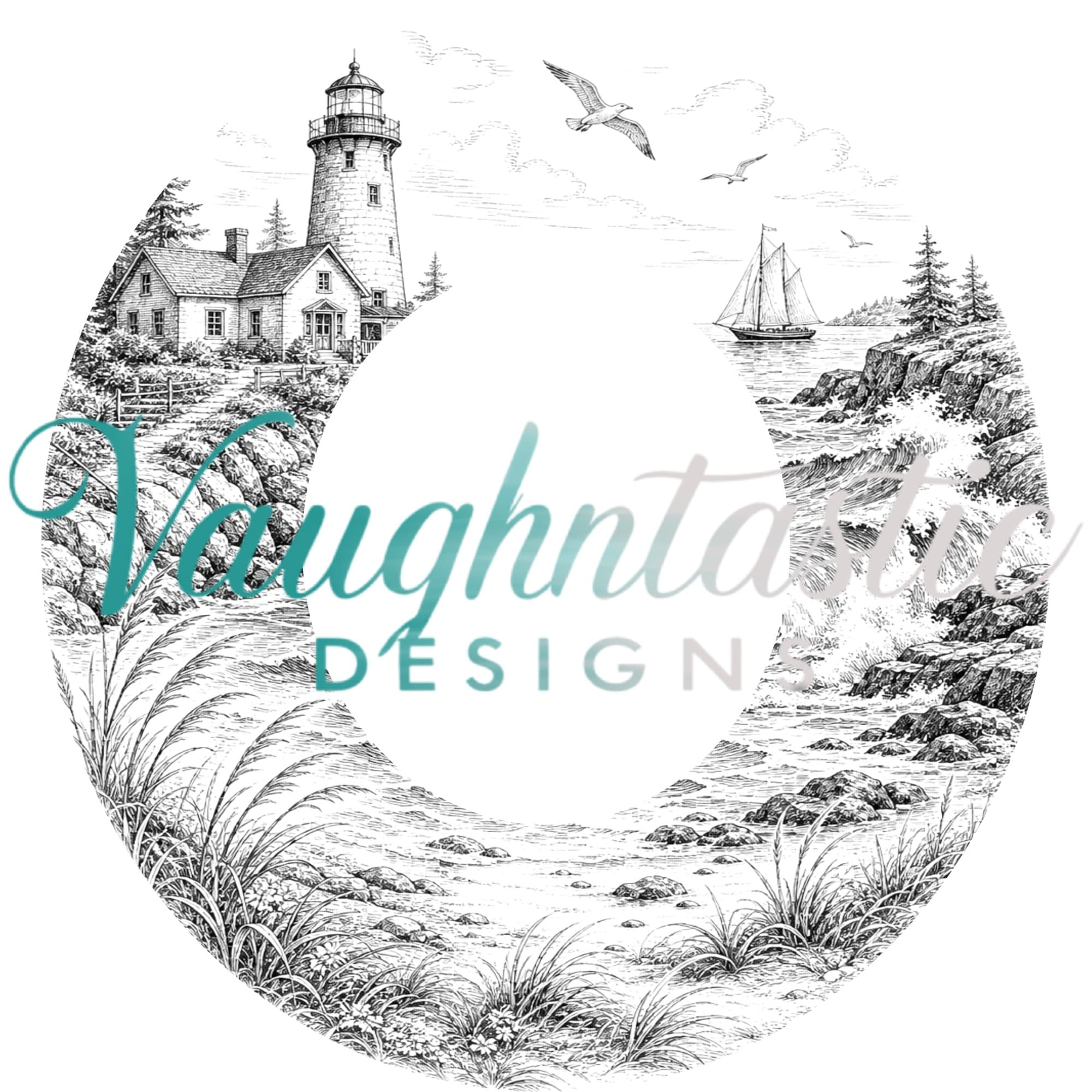 Watermarked lighthouse Full Brim artwork