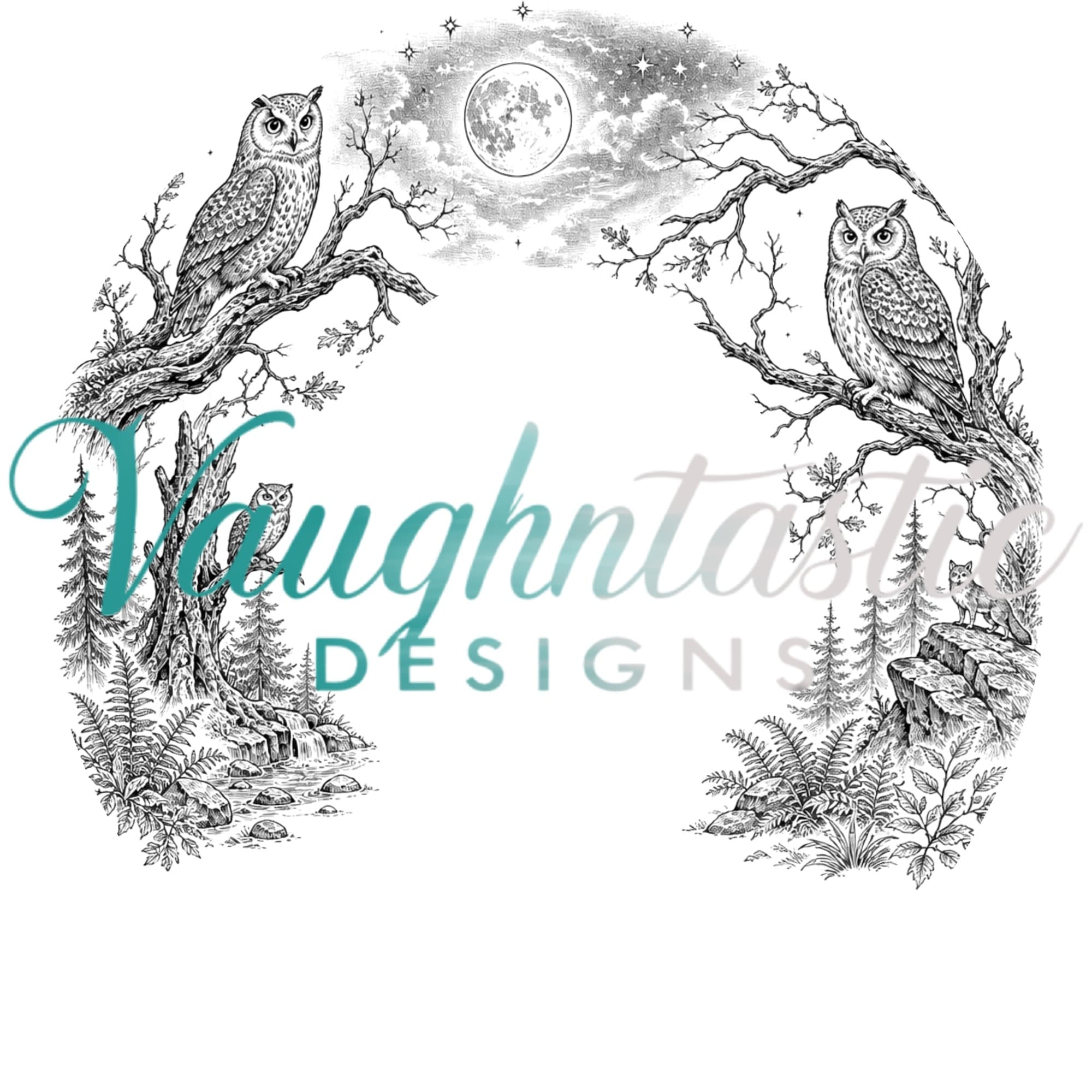 Watermarked owl three-quarter brim artwork